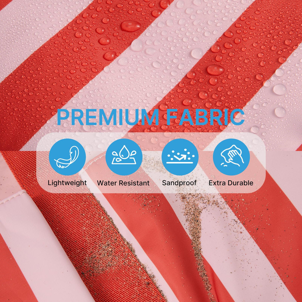 G4Free Beach Bag,Waterproof Beach Tote Pool Bags for Women,Large Capacity Foldablefor Weekender Travel - Red stripe