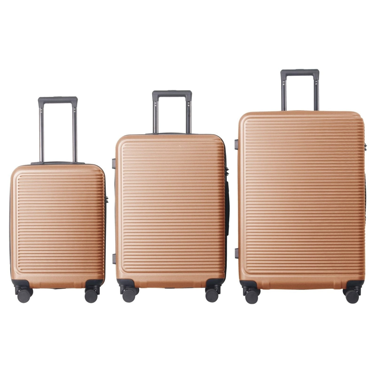 Gecheer ABS Hardshell Luggage Set 3-Piece Spinner Suitcases with TSA Lock – 20 Inch, 24 Inch, 28 Inch Lightweight Durable Travel Suitcase Set in Brown