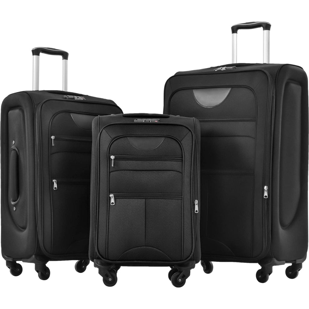 Gecheer Softside Expandable 3-Piece Luggage Set – 22”, 26”, 30” Lightweight Spinner Suitcases with TSA Lock, 360° Wheels, and External Zippered Pockets YHSZJ-PP283608AAB