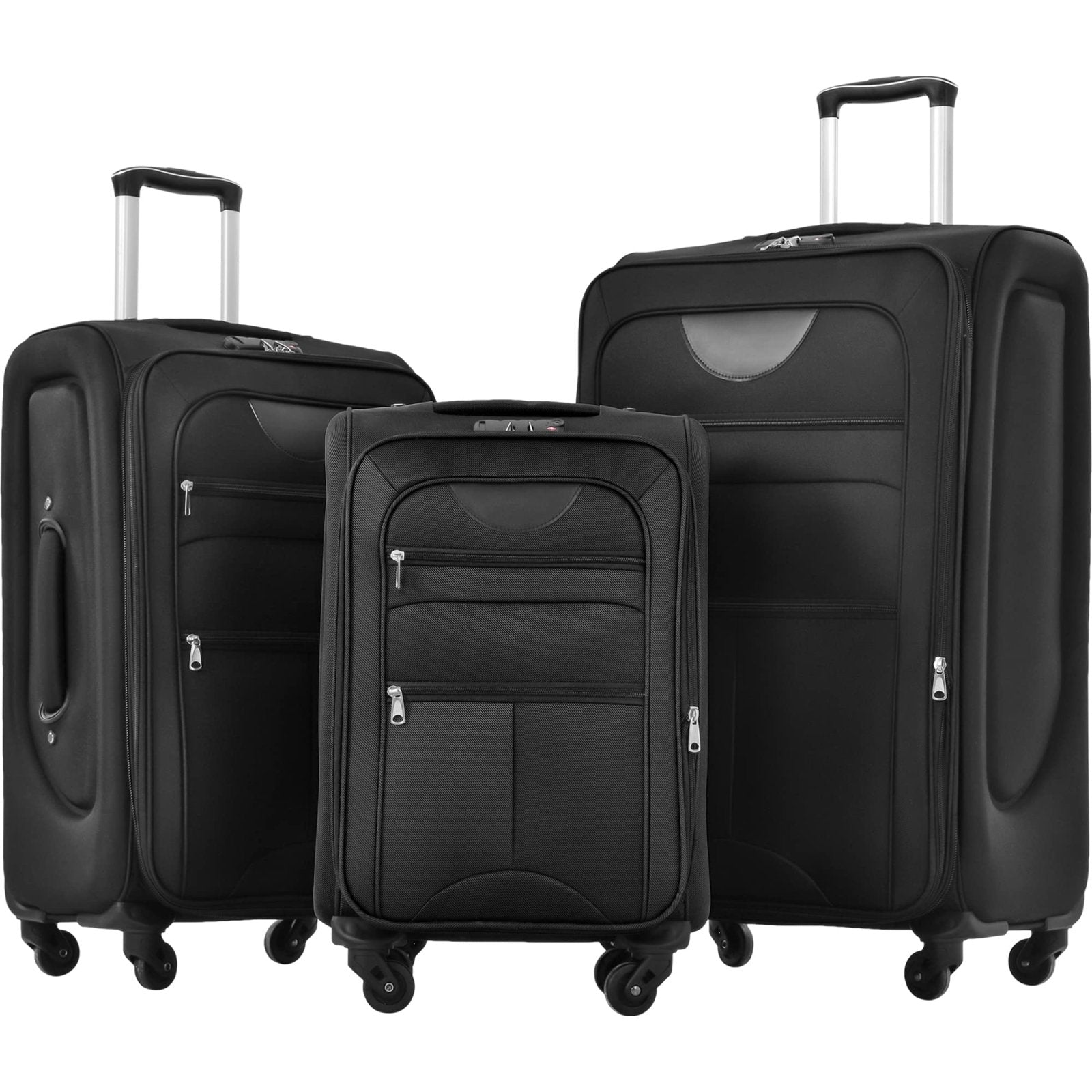 Gecheer Softside Expandable 3-Piece Luggage Set – 22”, 26”, 30” Lightweight Spinner Suitcases with TSA Lock, 360° Wheels, and External Zippered Pockets YHSZJ-PP283608AAB
