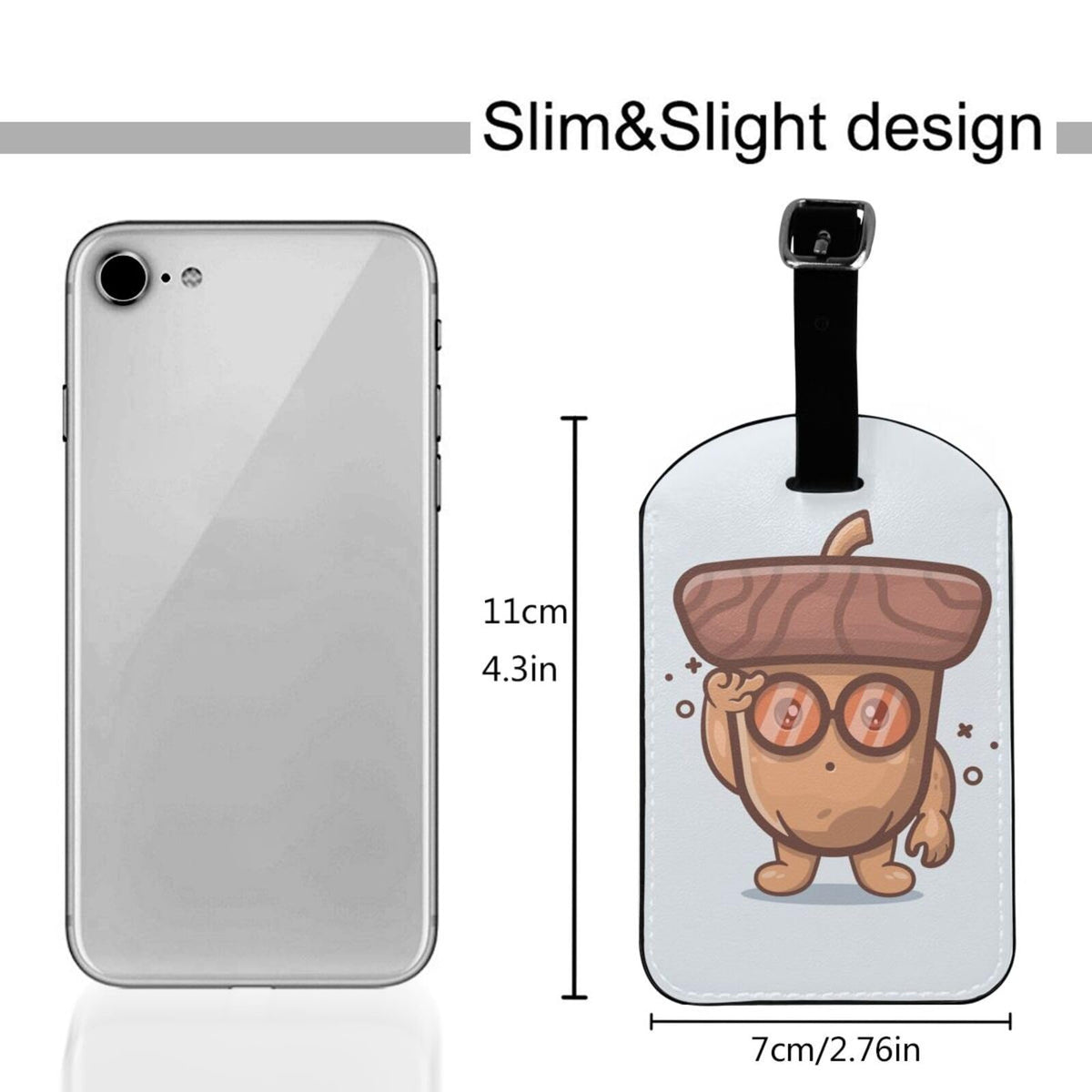 Genius of Acorn Luggage Tags for Suitcases PU Leahter Luggage Tag with Privacy Protection Bag Tags Cute Women Men Travel Bag Luggage Accessories