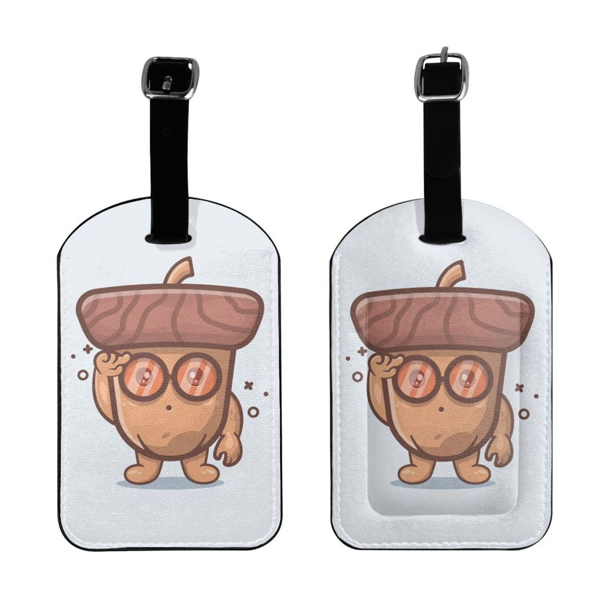 Genius of Acorn Luggage Tags for Suitcases PU Leahter Luggage Tag with Privacy Protection Bag Tags Cute Women Men Travel Bag Luggage Accessories