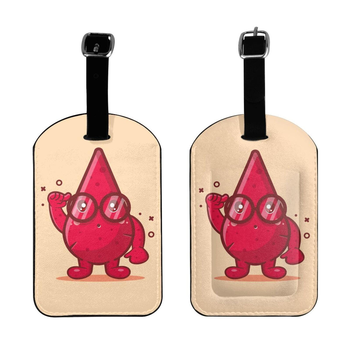 Genius of The Blood Drops Luggage Tags for Suitcases PU Leahter Luggage Tag with Privacy Protection Bag Tags Cute Women Men Travel Bag Luggage Accessories