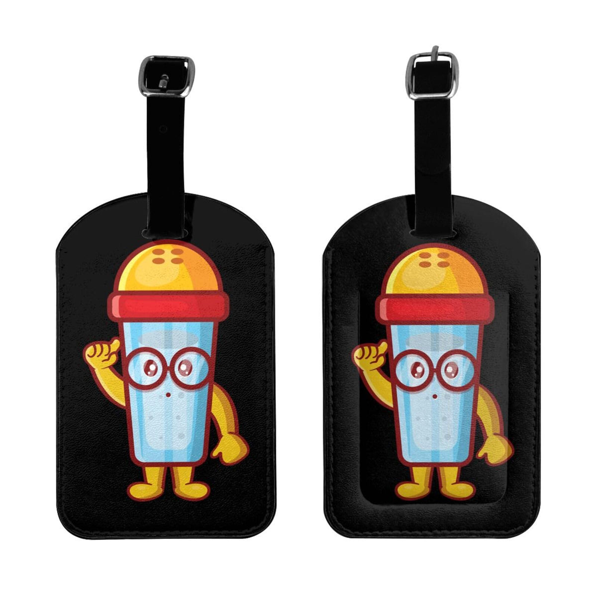 Genius of the Salt Shaker Luggage Tags for Suitcases PU Leahter Luggage Tag with Privacy Cover ID Tags Men Women Cute Travel Bag Luggage Accessories