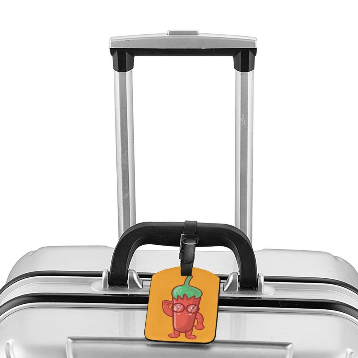 Genius Pepper Man Luggage Tags for Suitcases PU Leahter Luggage Tag with Privacy Cover ID Tags Men Women Cute Travel Bag Luggage Accessories