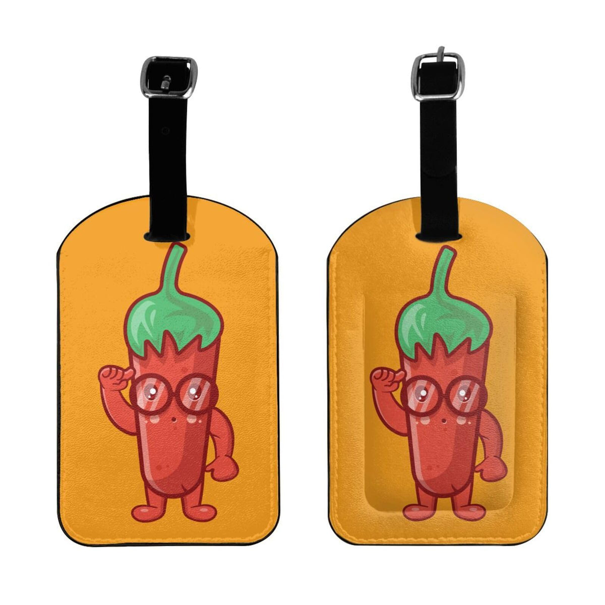 Genius Pepper Man Luggage Tags for Suitcases PU Leahter Luggage Tag with Privacy Cover ID Tags Men Women Cute Travel Bag Luggage Accessories