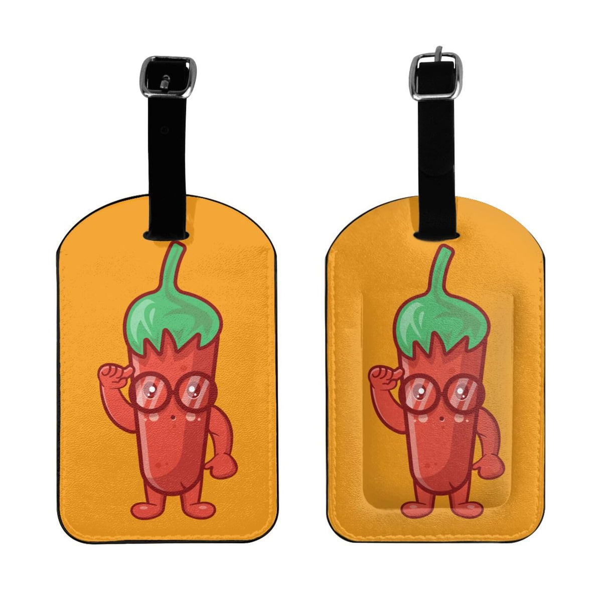 Genius Pepper Man Luggage Tags for Suitcases PU Leahter Luggage Tag with Privacy Protection Bag Tags Cute Women Men Travel Bag Luggage Accessories