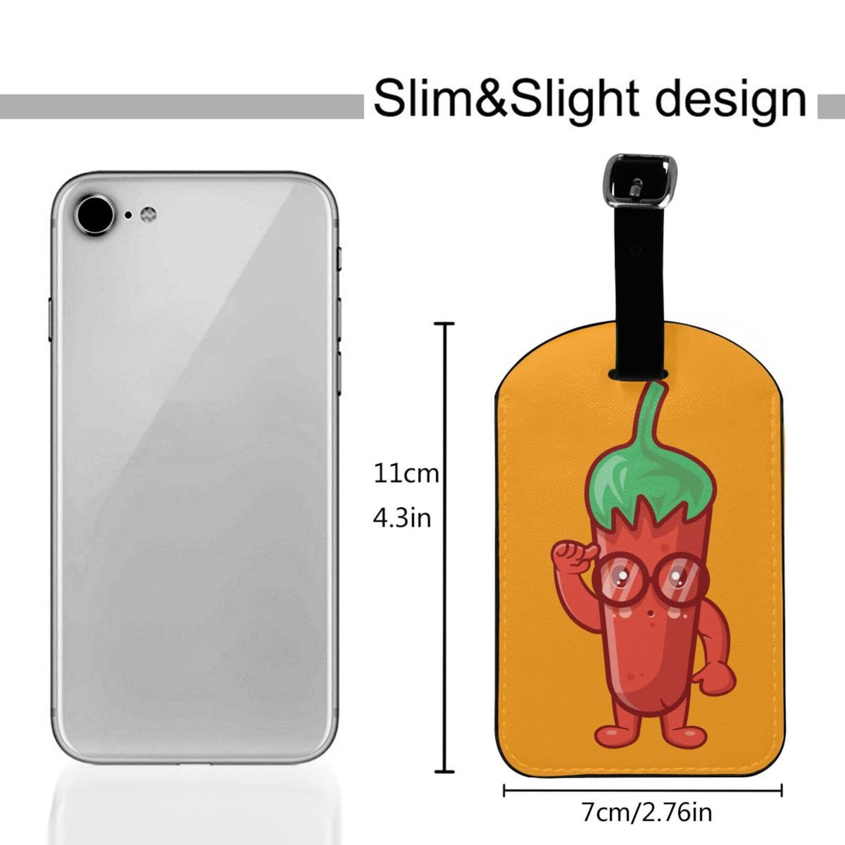 Genius Pepper Man Luggage Tags for Suitcases PU Leahter Luggage Tag with Privacy Protection Bag Tags Cute Women Men Travel Bag Luggage Accessories