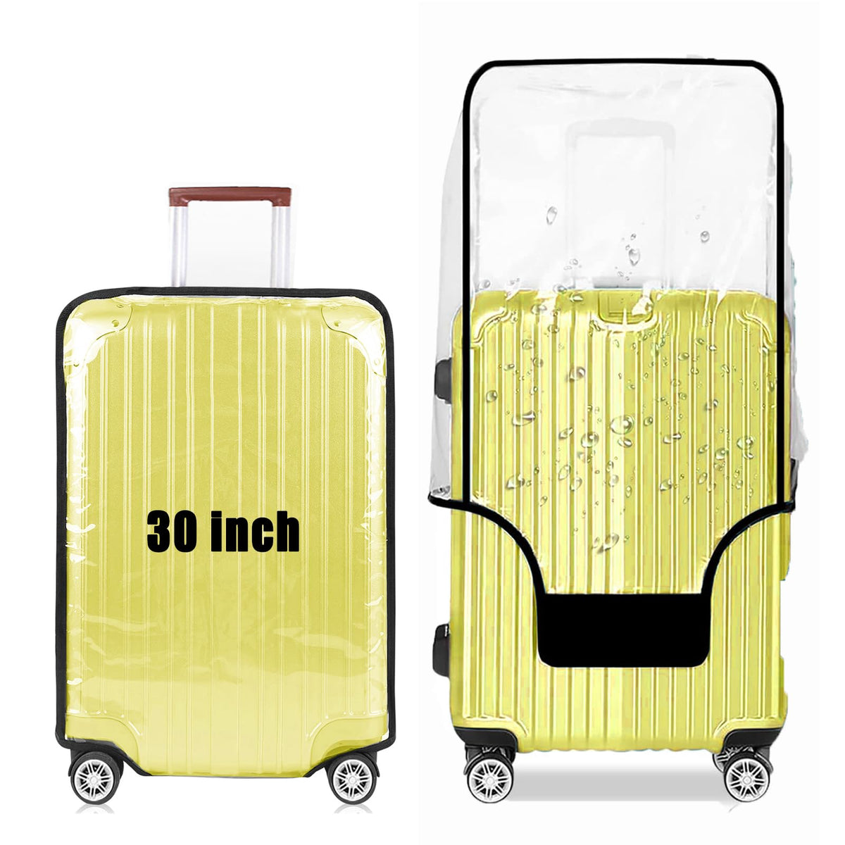 GigabitBest 30 Inch Clear PVC Luggage Cover, 0.2mm Thick Lightweight Waterproof, Dustproof, Anti-Scratch Suitcase Cover, Luggage Covers for Suitcase TSA Approved, Fits 30"-31" Wheeled Luggage