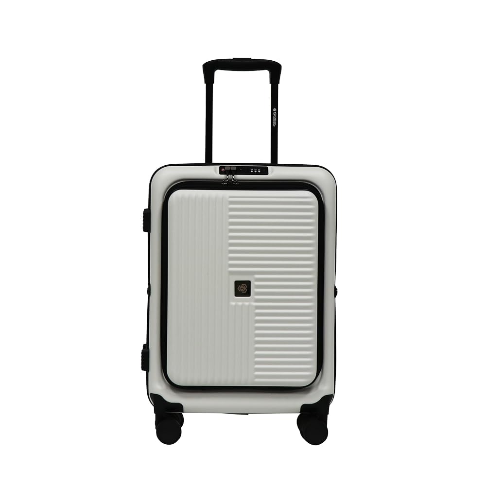 Global DRT 20” Collapsible Carry-On Luggage – Lightweight & Expandable Hard Shell Suitcase with Spinner Wheels, TSA Lock, Airline Approved, Water & Impact Resistant Travel Bag (CREAM WHITE)