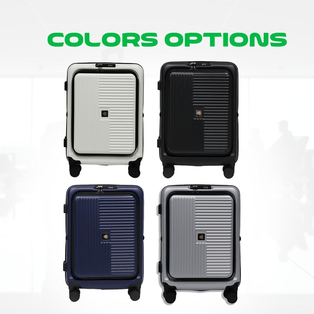 Global DRT 20” Collapsible Carry - On Luggage – Lightweight & Expandable Hard Shell Suitcase with Spinner Wheels, TSA Lock, Airline Approved, Water & Impact Resistant Travel Bag (NAVY BLUE)