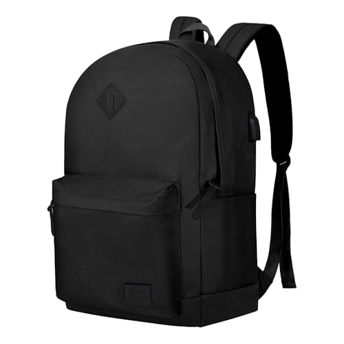 Goloni Backpack for Men Women,Travel Laptop Backpack, Water Resistant 17.3 Inch USB Charging Backpack, Large Capacity Work Commute Bag,All Black