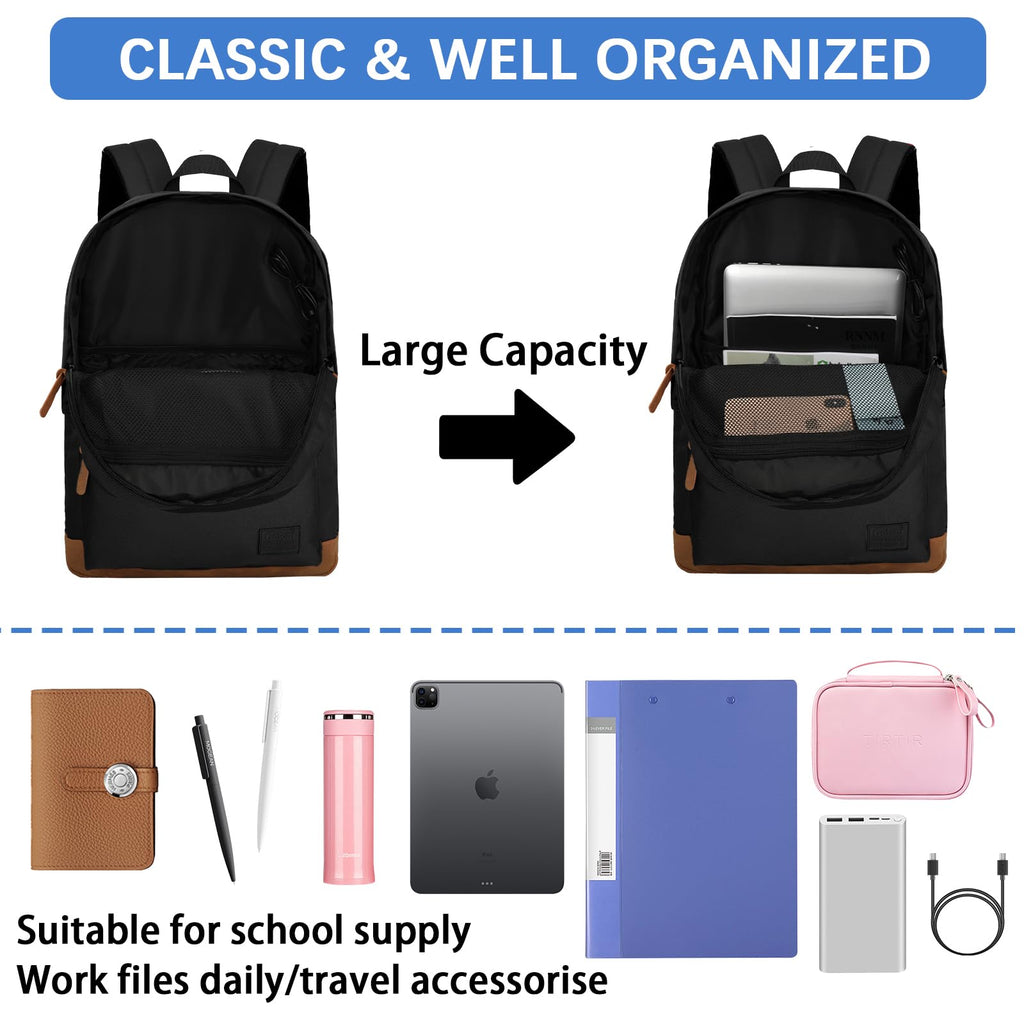 Goloni Classic Backpack with USB Charging Port,Water Resistant Anti - Theft Travel Backpack for Men & Women,Laptop Backpack,Fits 17.3 Inch Laptop,Black