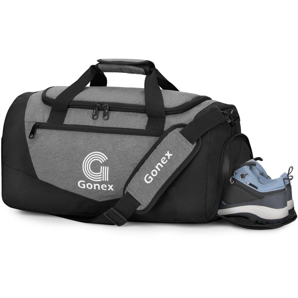 Gonex Gym Duffel Bag with Shoe Compartment Wet Pocket, Large Capacity Sports Duffle Bag for Men Women, Workout & Travel Bag with Multiple Pockets, Black/Gray, Small (30L)