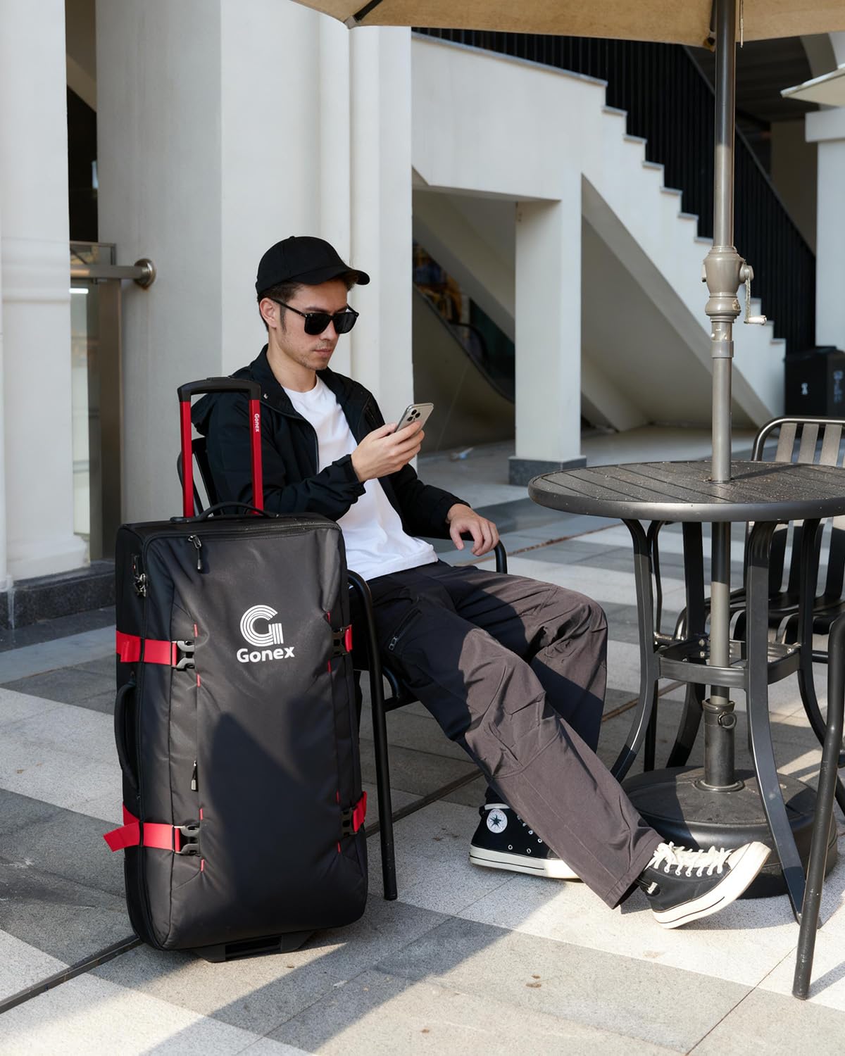 Gonex Rolling Duffle Bag with Wheels, Water - repellent 30 inch Nylon Large Wheeled Travel Duffel Luggage with TSA Lock & Telescopic Handle 100L, Black