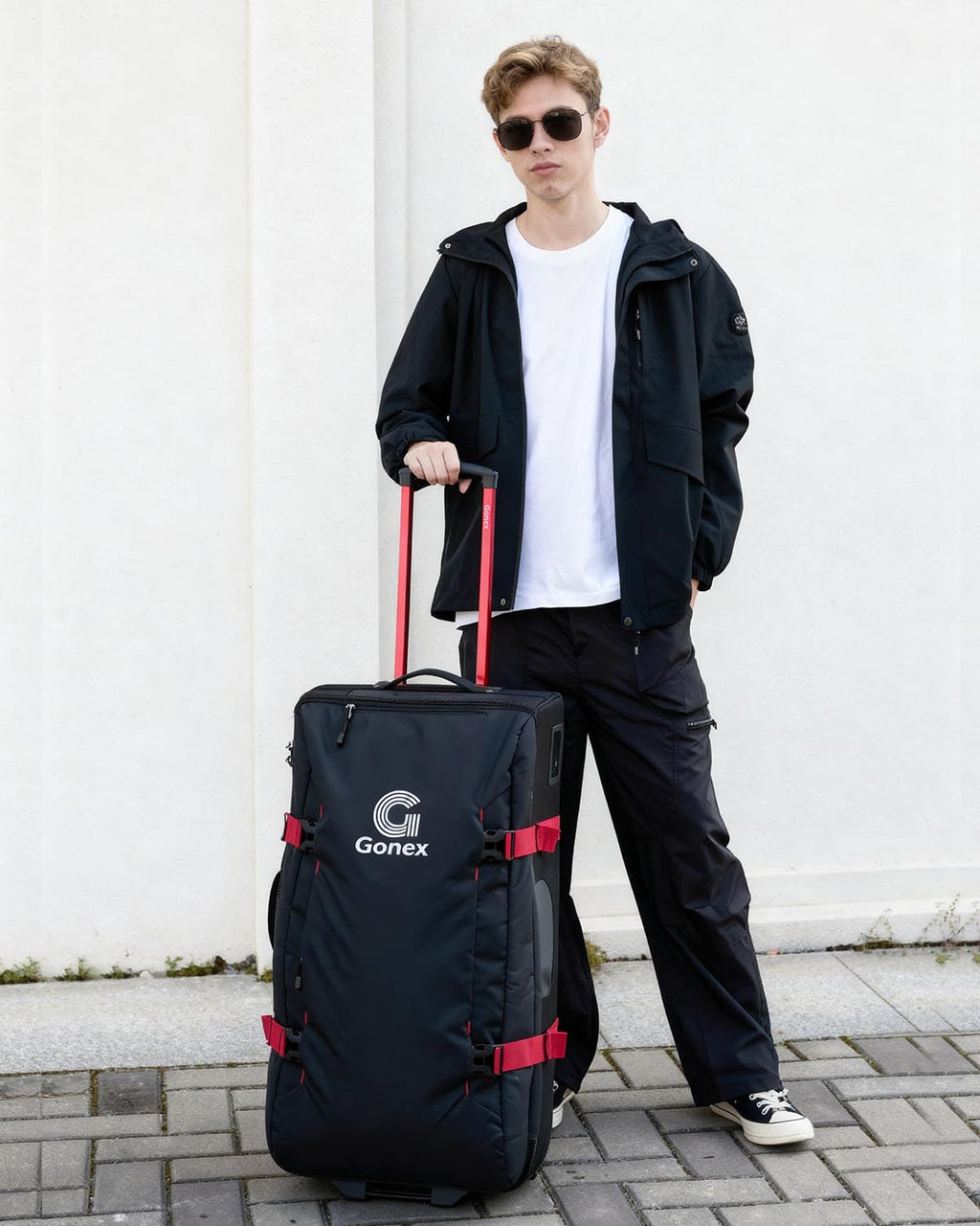 Gonex Rolling Duffle Bag with Wheels, Water - repellent 30 inch Nylon Large Wheeled Travel Duffel Luggage with TSA Lock & Telescopic Handle 100L, Black