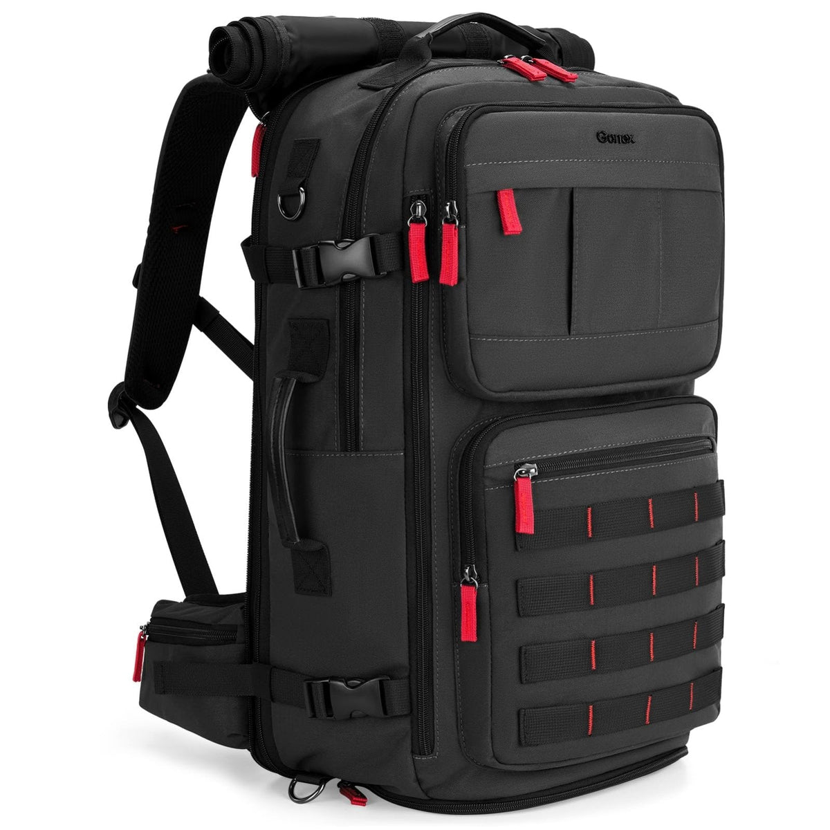 Gonex Travel Backpack, Large Carry-On Nylon Duffle Bag, 3-in-1 Convertible Laptop Bag for Men & Women, Durable for Work & Weekend Travel (Black)