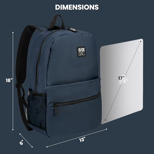 GO!SAC Travel Backpack Spacious for Books and Laptops Comfortable Adjustable Straps Zip-around Closure Bottle Pockets 17Inch