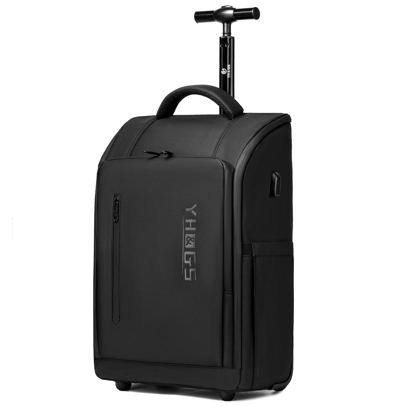 GOTECH Rolling Backpack with Wheels，Waterproof Wheeled Backpack with USB Ports, Travel Laptop Backpack for 15.6-Inch Laptop, Carry-On Luggage for Business Travel College Work Bag