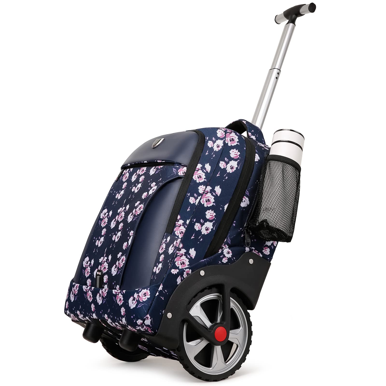 GOTECH Rolling Backpack,Waterproof Backpack with Wheels for Business and Travel Commuter, Carry on Backpack with Laptop Compartment, Fit 17 Inch Laptop, Wheeled Backpack for Adults