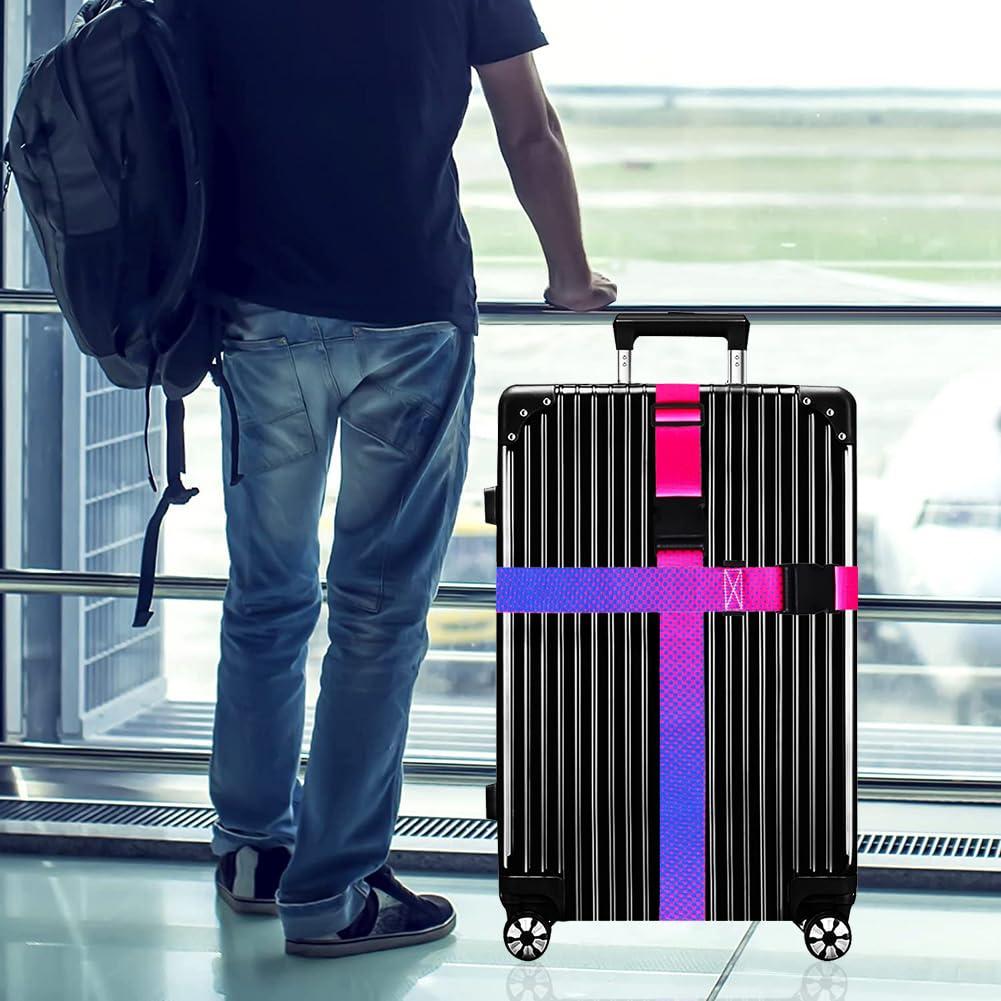 Gowraps Luggage Straps for Suitcases TSA Approved - 2 Pack Bright Personalized Luggage Belt Strap for Suitcase/Carry On Bag Luggage Accessories for Travel (Gradient)