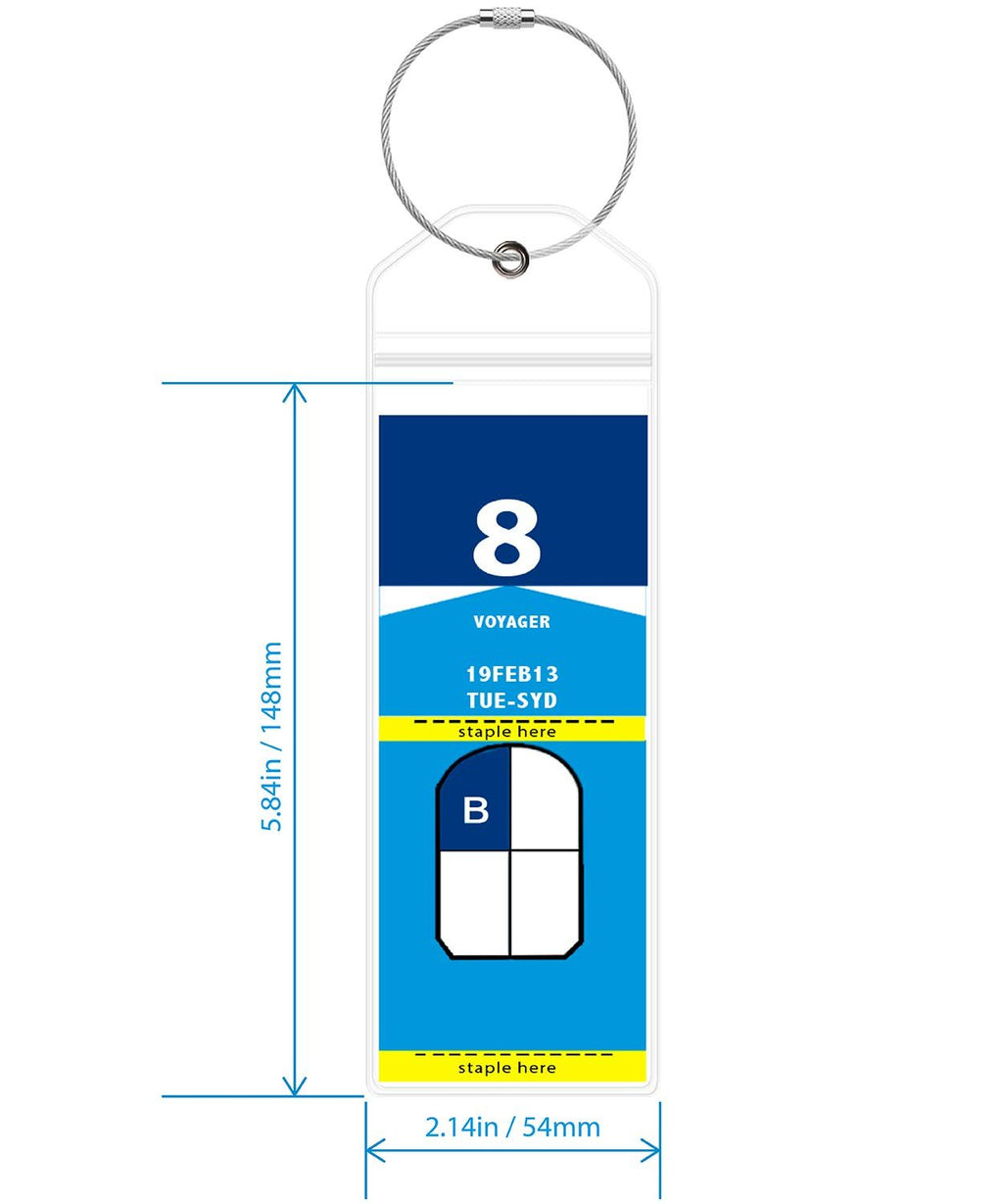 GreatShield Cruise Luggage Tag Holder (8 Pack) Cruise Tag Holder with Zip Seal & Steel Loops, Weather Resistant PVC Pouch for Royal Caribbean and Celebrity Cruise Line