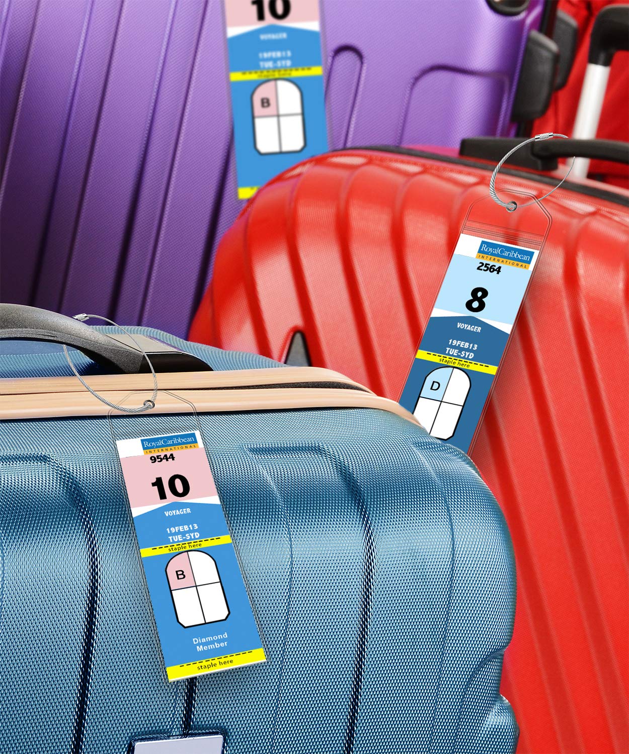 GreatShield Cruise Luggage Tag Holder (8 Pack) Cruise Tag Holder with Zip Seal & Steel Loops, Weather Resistant PVC Pouch for Royal Caribbean and Celebrity Cruise Line