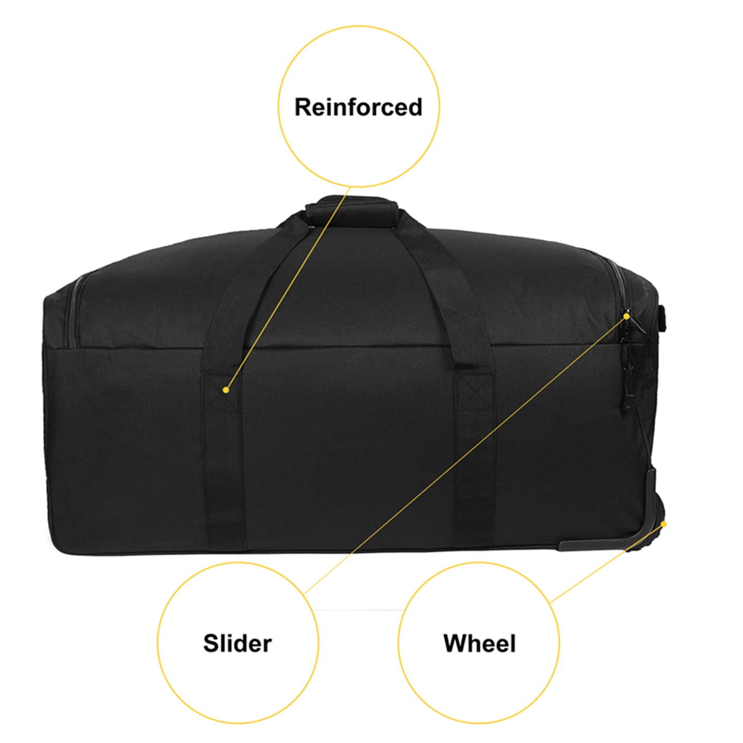 Greencity Duffel Bag Wheels Rolling Deployment Wheeled Military Suitcase Heavy - Duty Extra large deployment bag Capacity 32 Inch，Black