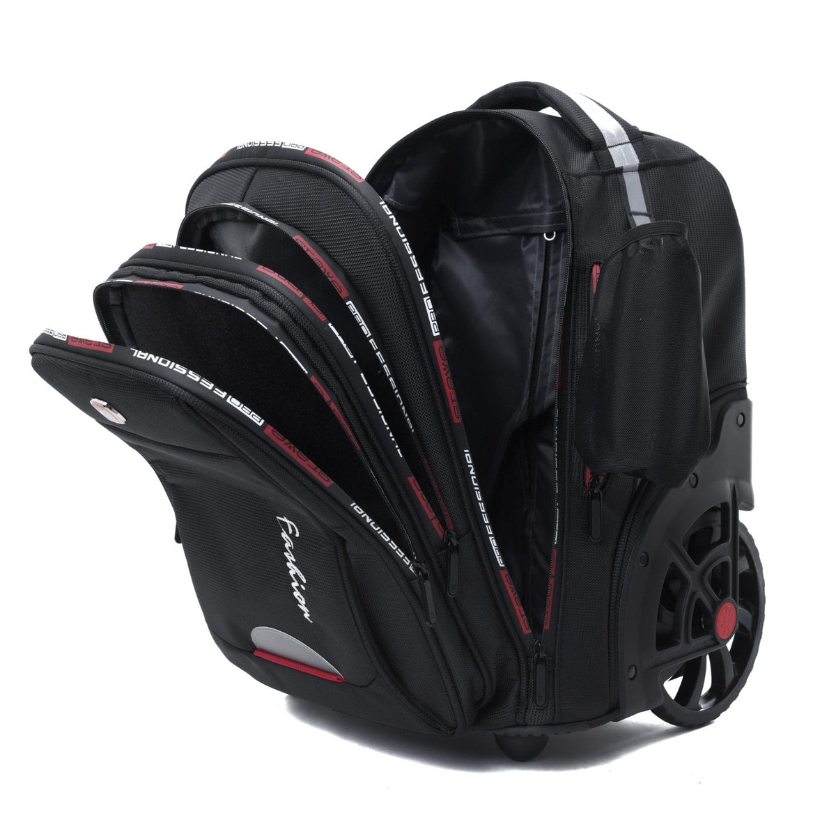 GUANGJUYUAN Rolling Backpack for Adults, 22 Inch Backpack with Wheels for Business, College Student and Travel Commuter, Waterproof Wheeled Backpack (black)