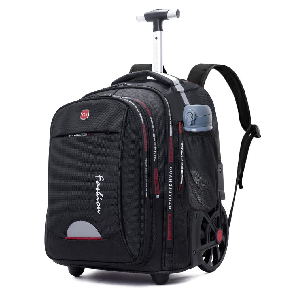 GUANGJUYUAN Rolling Backpack for Adults, 22 Inch Backpack with Wheels for Business, College Student and Travel Commuter, Waterproof Wheeled Backpack (black)