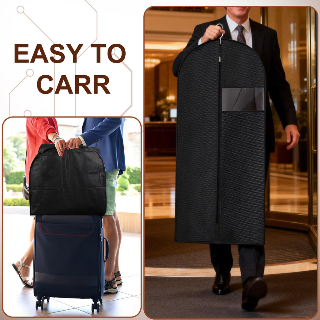 Guirnd Hanging Garment Bag, 45 Inch Black Garment Covers with Zipper, Garment Covers for Storage and Travel, Hanging Clothes Cover Dress Suit Bag for Clothes, Coats, Jackets(2 Packs)