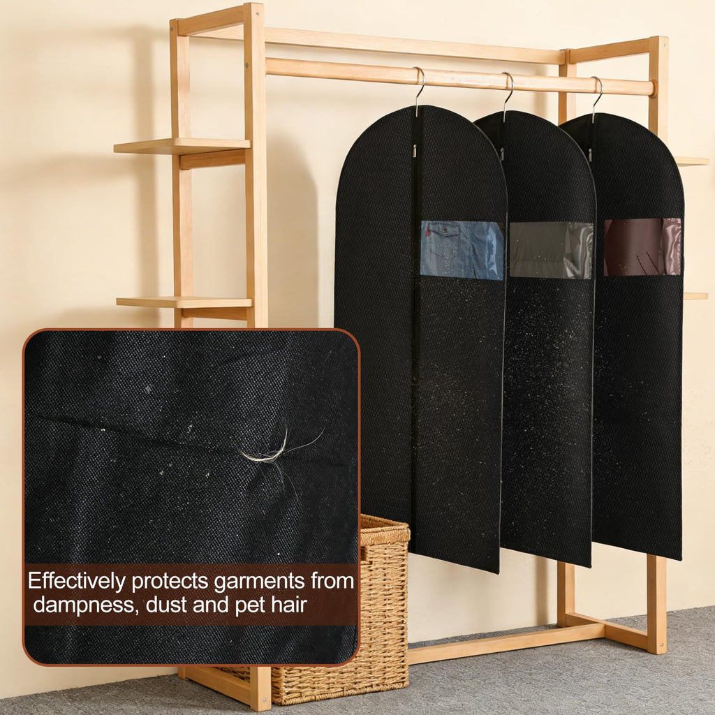 Guirnd Hanging Garment Bag, 45 Inch Black Garment Covers with Zipper, Garment Covers for Storage and Travel, Hanging Clothes Cover Dress Suit Bag for Clothes, Coats, Jackets(2 Packs)