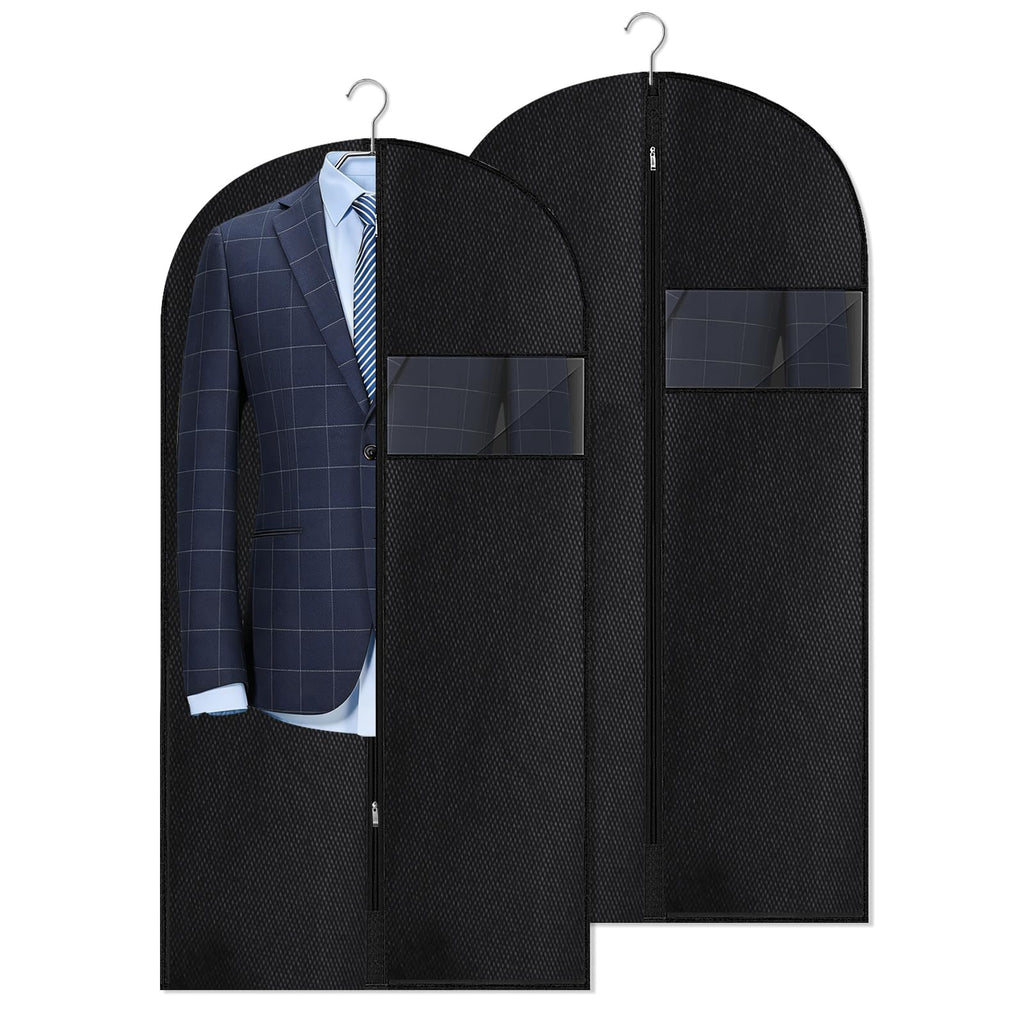 Guirnd Hanging Garment Bag, 45 Inch Black Garment Covers with Zipper, Garment Covers for Storage and Travel, Hanging Clothes Cover Dress Suit Bag for Clothes, Coats, Jackets(2 Packs)