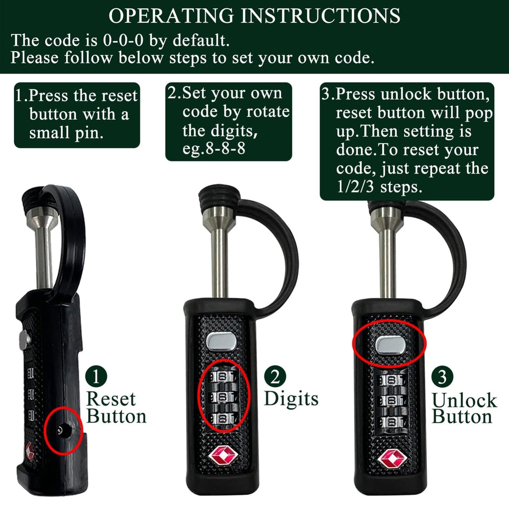 Gun Case Lock TSA Approved Locks for Gun Case,Cut - Proof Padlock for Guns/Rifles/Hard Pistol Cases/Firearms/Handguns/Revolvers/Camera/Drone/Equipments/Instruments/Tools Protective Hard Cases(Black)