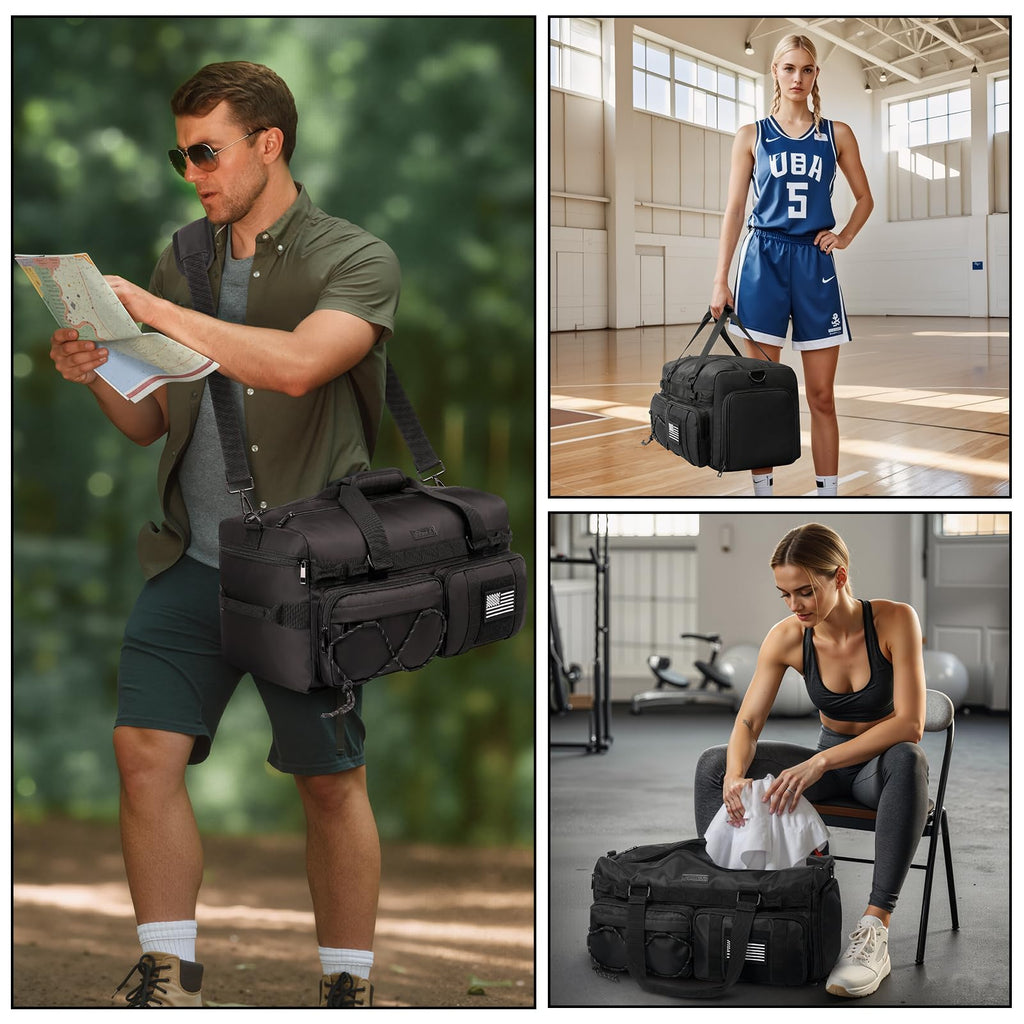 Gym Bag Water - Resistant Sports Duffel,Portable Lightweight Gym Bag,Sports Duffel Bags for Women&Men for Camp, Fitness, and Short Tours, Dance - The Red Flag area allows for DIY