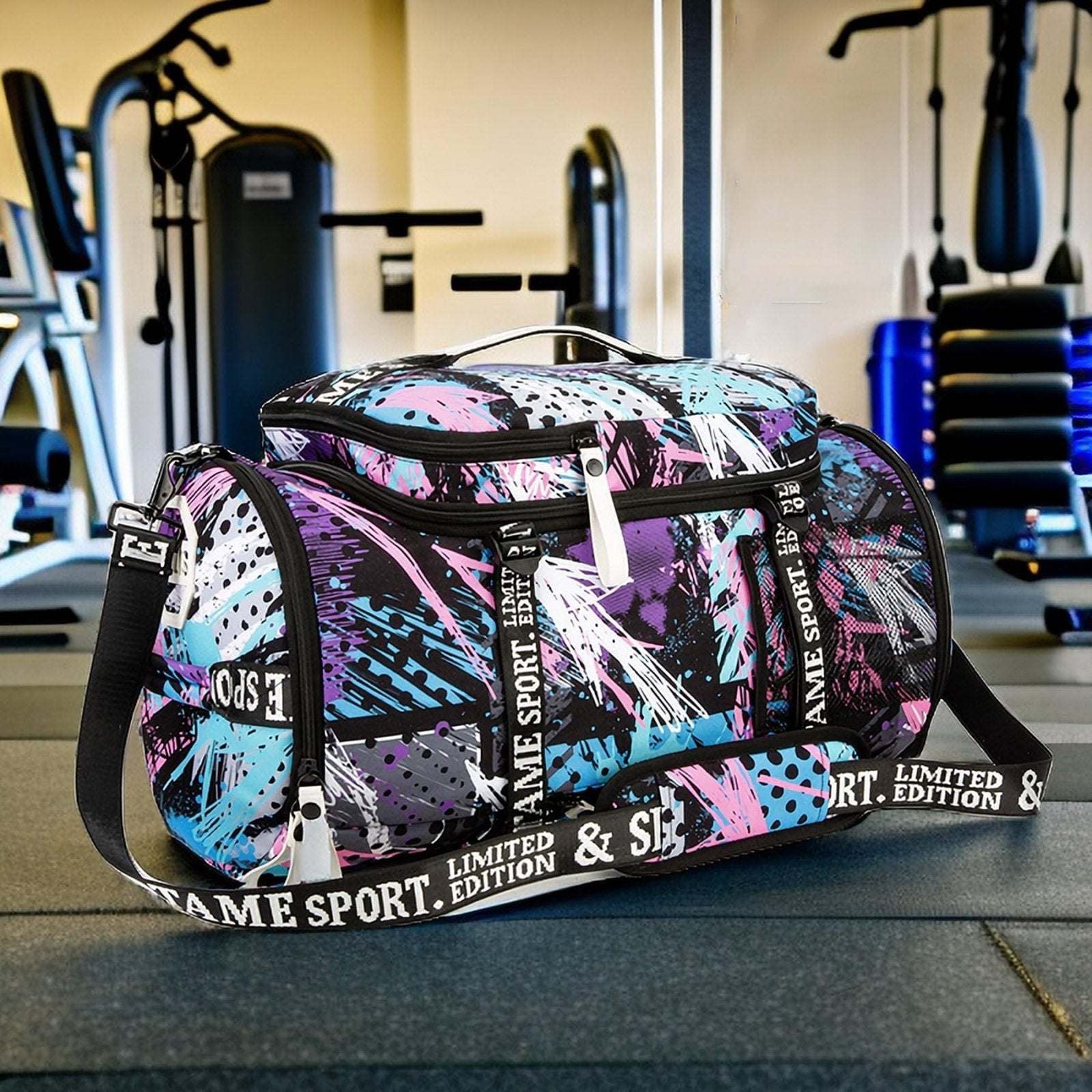 Gym Duffle Bag Backpack with Shoe Compartment,4 ways Travel Backpack for Women and Men,Multi - Functional Weekender bag with Waterproof Layer&Laptop Compartment for Fitness, Travel,Camping(Multicolor)