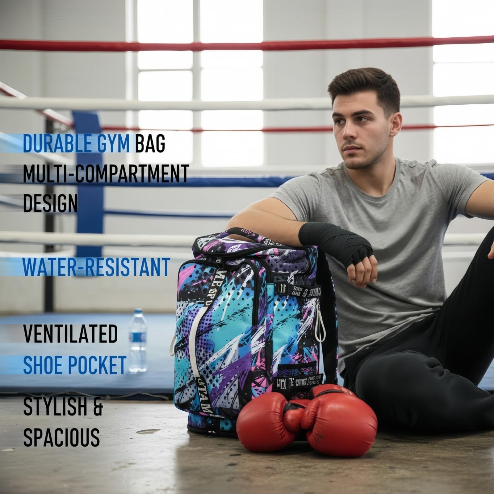 Gym Duffle Bag Backpack with Shoe Compartment,4 ways Travel Backpack for Women and Men,Multi - Functional Weekender bag with Waterproof Layer&Laptop Compartment for Fitness, Travel,Camping(Multicolor)