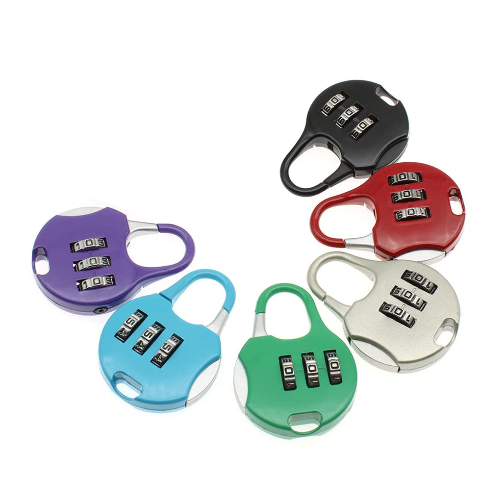 HAJXZH 6 Pcs Luggage Combination Locks Padlock 3 Digit Zinc Alloy Password Padlock Small Safe Combination Padlock Backpacks Bags Schoolbags for Suitcases Luggage Briefcases (6 Colors) 彩色混色