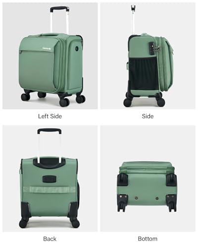 Hanke 16 Inch Underseat Carry On Luggage with Wheels Small Suitcase Softside Luggage Bags for Travel Lightweight Suitcases with Wheels Travel Luggage Personal Item for Men and Women(Forest Green)