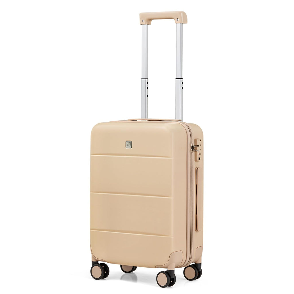 Hanke 20 Inch Carry On Luggage 22x14x9 Airline Approved PC Hard Shell Suitcases with Wheels TSA Luggage for Women Men Lightweight Travel Luggage(Cuba Sand)