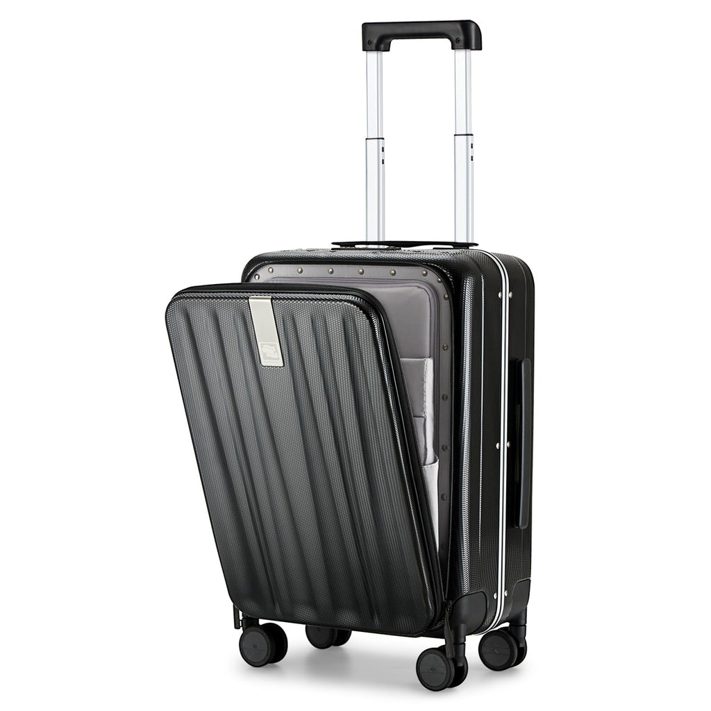 Hanke 20 Inch Carry On Luggage Hard Shell Suitcases with Wheels Luggage Suitcase Travel Luggage for Women Men Rolling Luggage Bags for Business Trip Weekender-Black