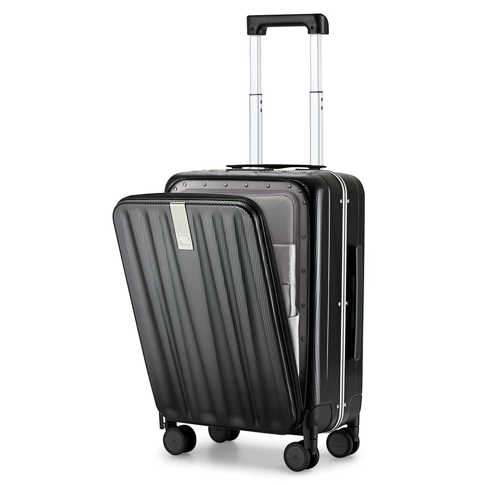 Hanke 20 Inch Carry On Luggage Hard Shell Suitcases with Wheels Luggage Suitcase Travel Luggage for Women Men Rolling Luggage Bags for Business Trip Weekender-Black