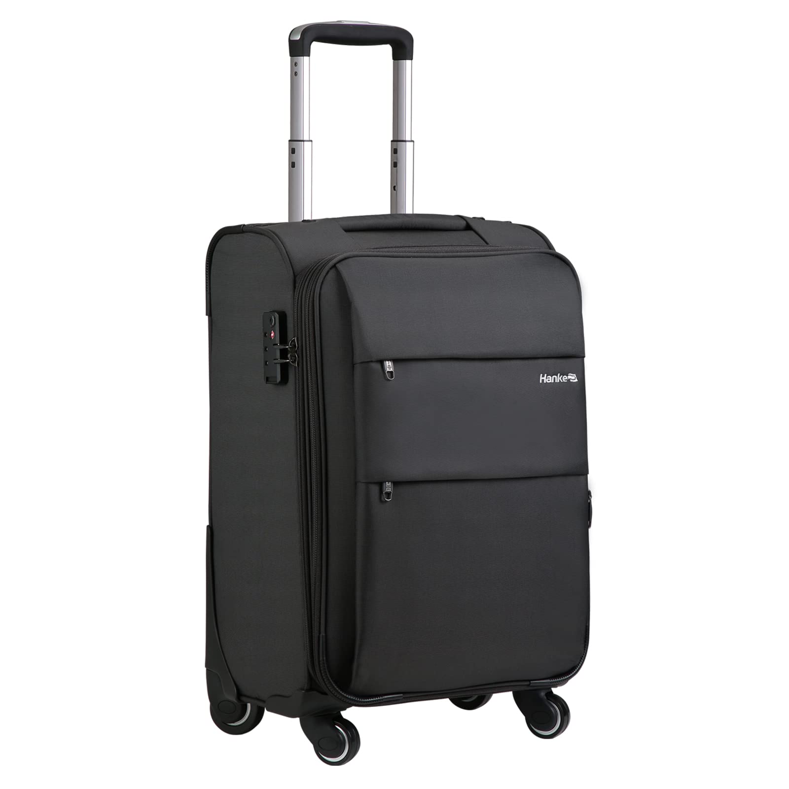 Hanke 20 Inch Expandable Carry On Luggage 22x14x9 Airline Approved Softside Suitcases with Wheels Lightweight Travel Luggage Rolling Suitcase with Lock for Men and Women.(Dark Gray)