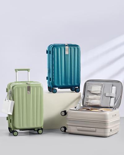 Hanke 20 Inch Expandable Carry On Luggage Airline Approved Top Opening Hard Shell Suitcases with Wheels Lightweight Travel Luggage Carry On Suitcase for Woman Men - Caribbean Blue