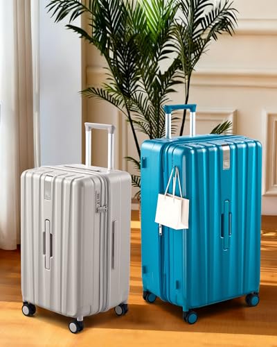 Hanke 24 Inch Plus Expandable Luggage Large Suitcases with Wheels, Medium Checked Luggage Hard Shell Suitcases, PC Trunk Luggage Extra Large Suitcase with Lock for Women Men(Caribbean Blue)