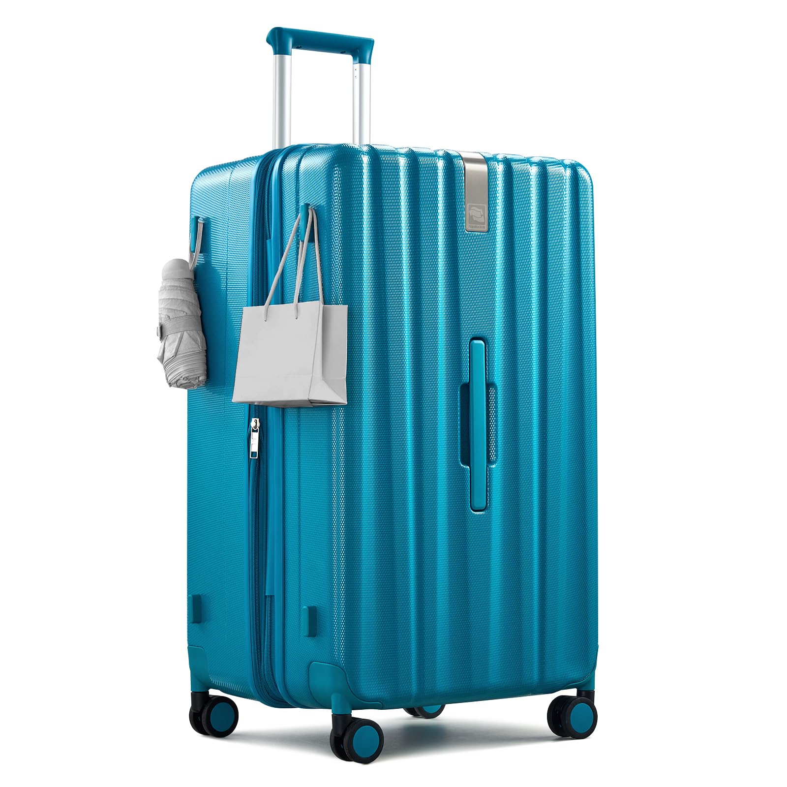 Hanke 24 Inch Plus Expandable Luggage Large Suitcases with Wheels, Medium Checked Luggage Hard Shell Suitcases, PC Trunk Luggage Extra Large Suitcase with Lock for Women Men(Caribbean Blue)