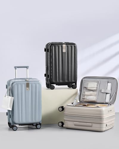 Hanke 26 Inch Expandable Luggage Top Opening Checked Bag Luggage Hard Shell Suitcases with Wheels Lightweight Travel Luggage Heavy Duty Luggage Suitcase with Lock for Woman Men - Ivory White
