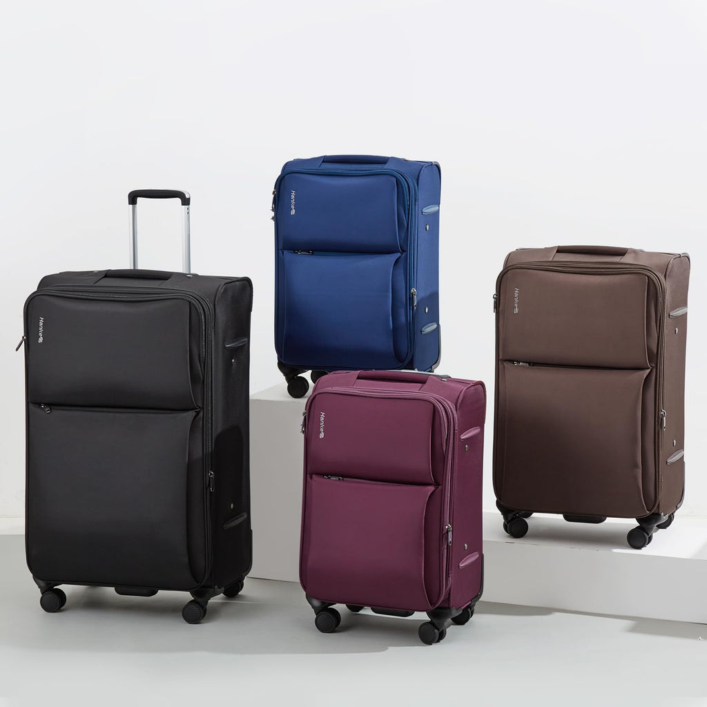 Hanke 3 Piece Luggage Sets Softside Expandable Carry On Luggage Set Travel Suitcase Sets with Spinner Wheels TSA Approved Luggage(Blue, 20in/24in/28in)