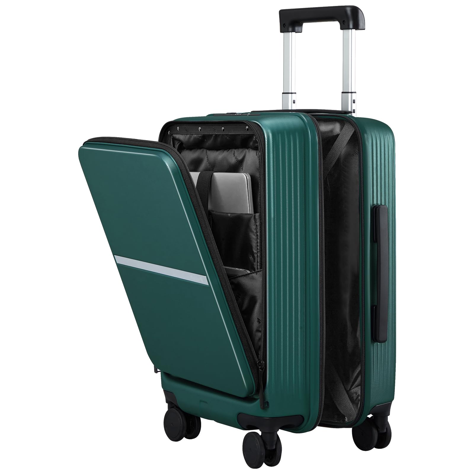 Hanke Carry On Luggage 22x14x9 Airline Approved - 20 Inch Durable PC Hard Shell Suitcase with Front Pocket, CarryOn Suitcase with Spinner Wheels, TSA Lock(Blackish Green, 32L)