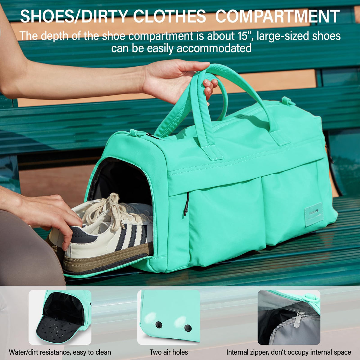 Hanke Cloud Carry On Luggage Bags for Travel Carry On Bag for Women Lightweight Travel Tote Bag Overnight Weekender Bag,Mint Green